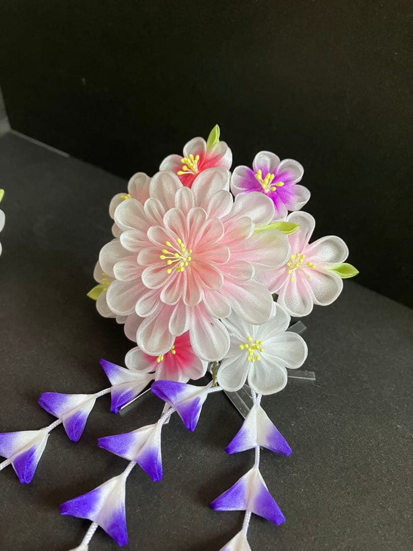 お姫様みたい！つまみかんざし　髪飾り　七五三や日本舞踊にも♪つまみ細工