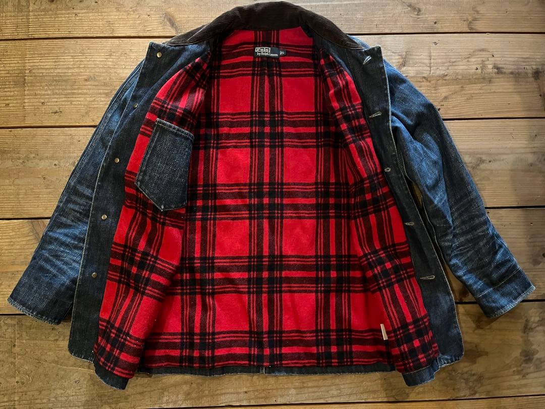 Polo Ralph Lauren デニムカバーオール フリースインナー L