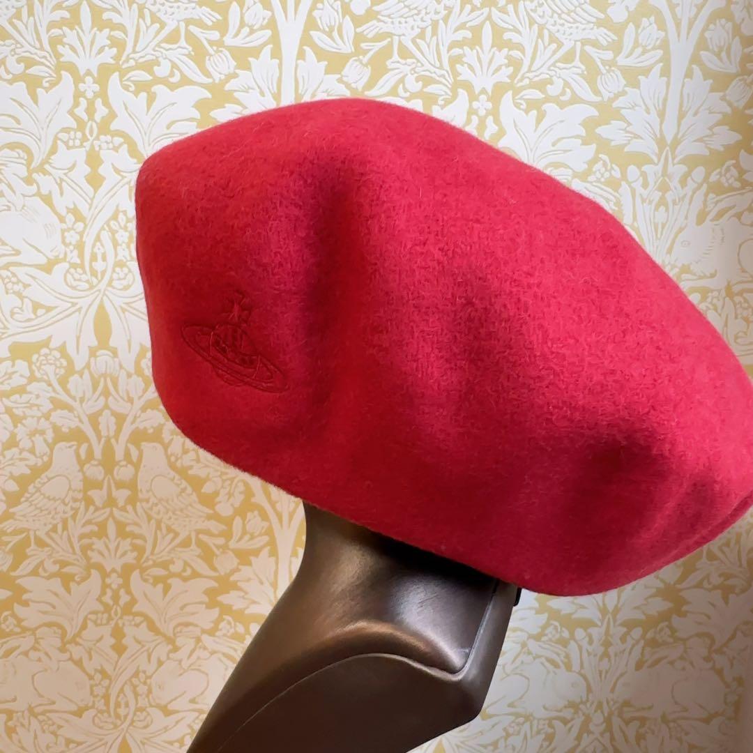 日本製ヴィヴィアンウエストウッド　ラインORB刺繍 バスクベレー　ガーネット