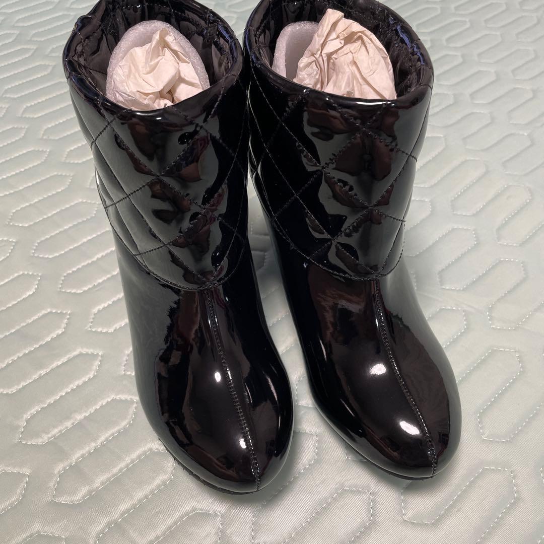 マリークワント　黒　キルティング　長靴　デイジー