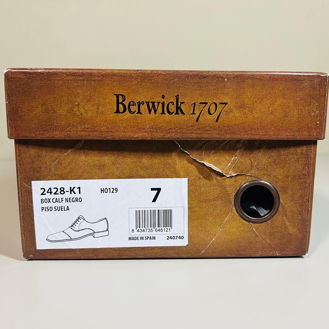 【未使用に近い】バーウィック ストレートチップ 2428 UK7 ブラック 革靴