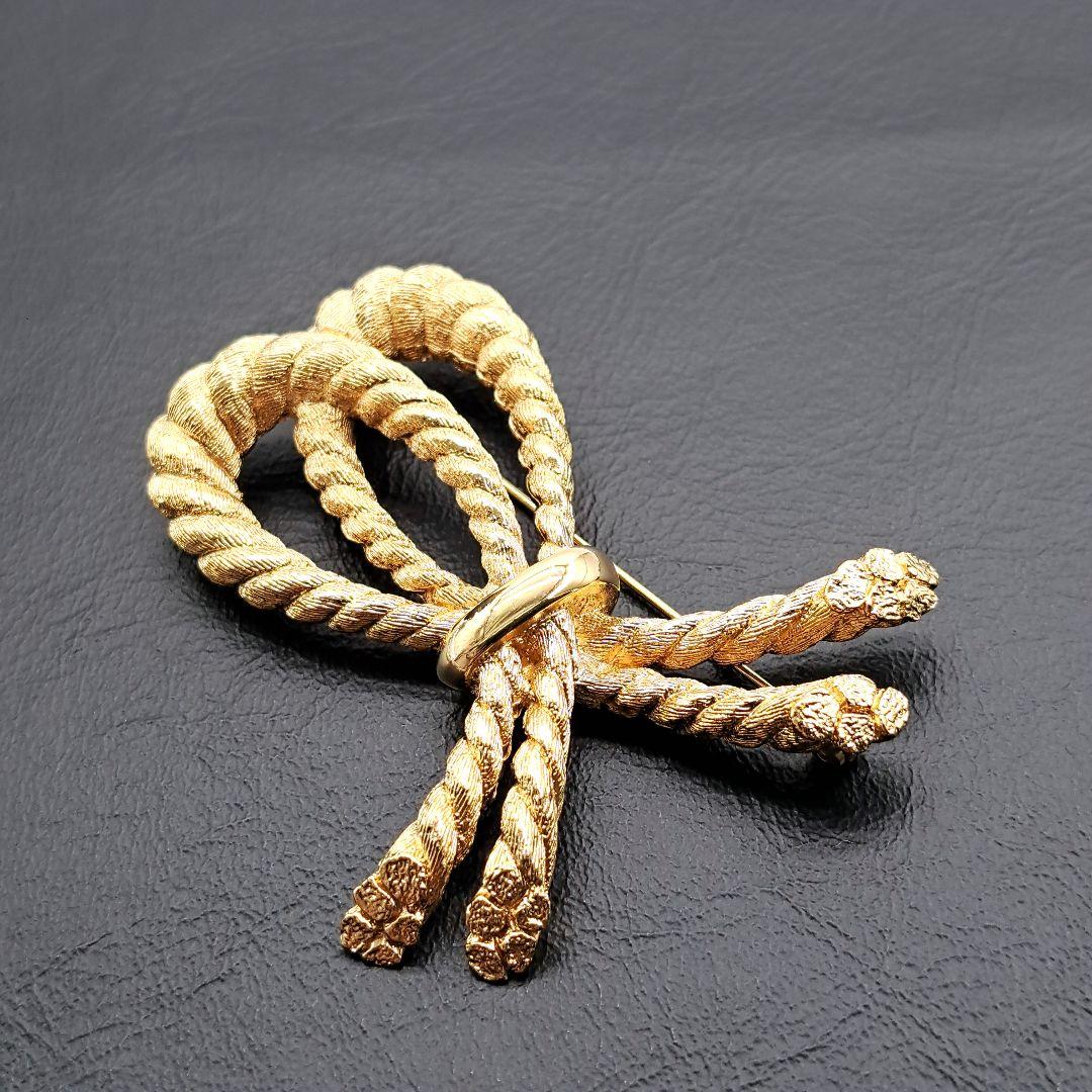 Dior ディオール ブローチ ゴールド リボン ツイスト 刻印有