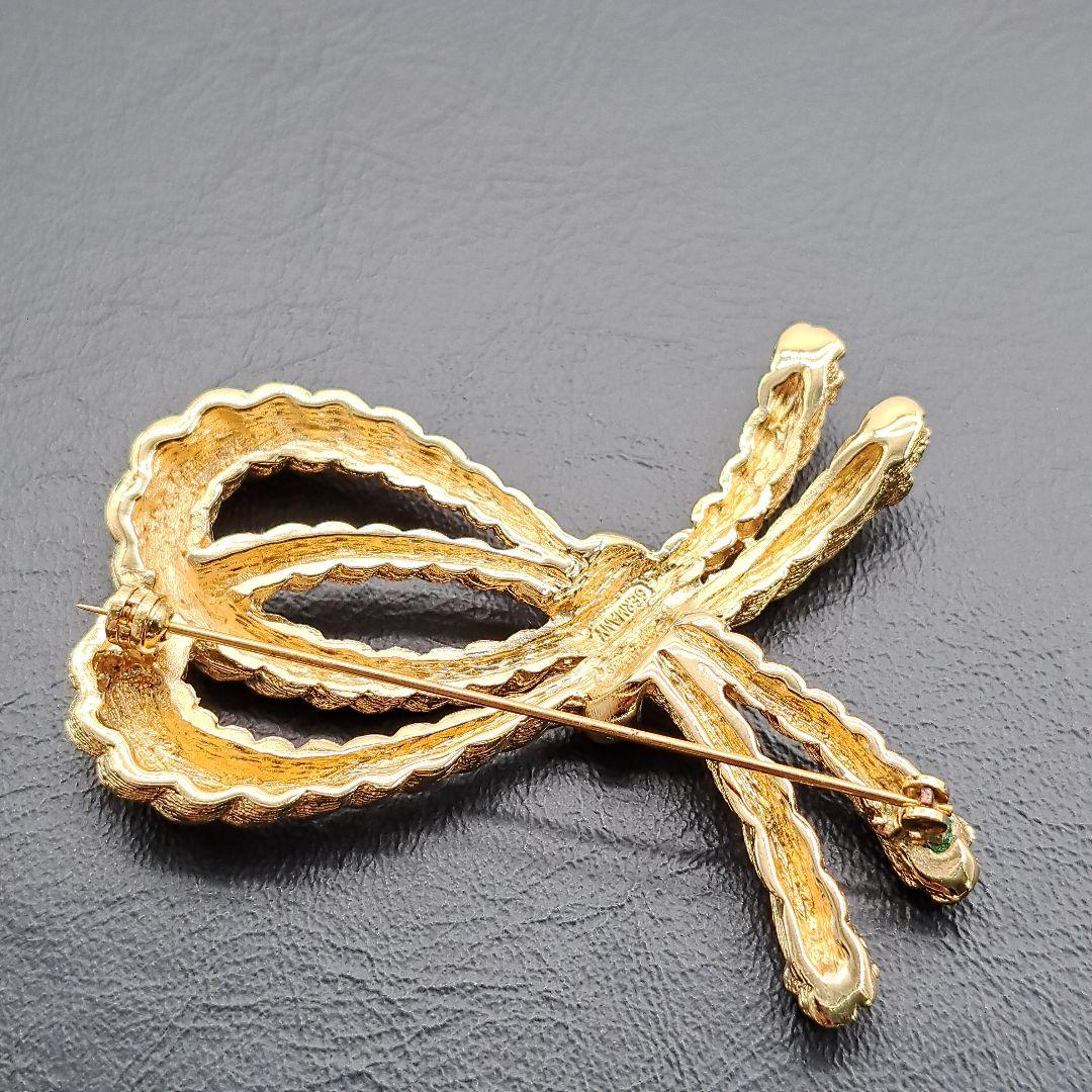 Dior ディオール ブローチ ゴールド リボン ツイスト 刻印有