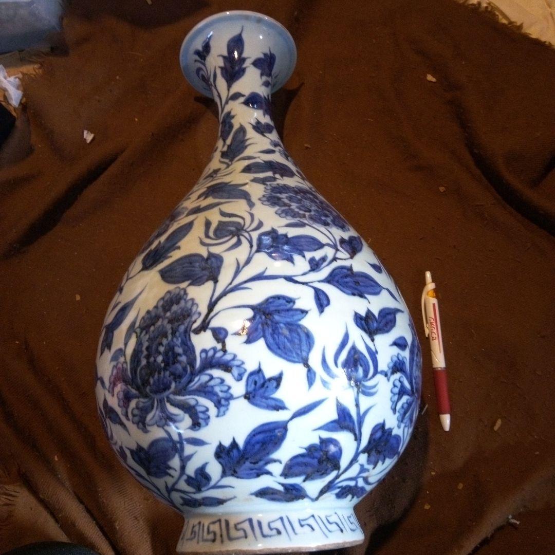 中国陶磁器　元染付　首長壺