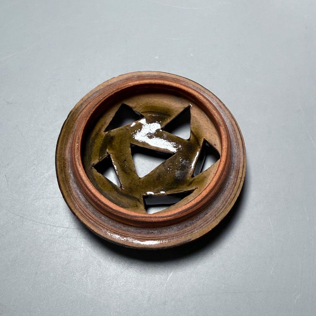 萩焼　陶芸作家　大和努　作　萩練込香炉　共箱　共布　栞　未使用品　茶道具　保男