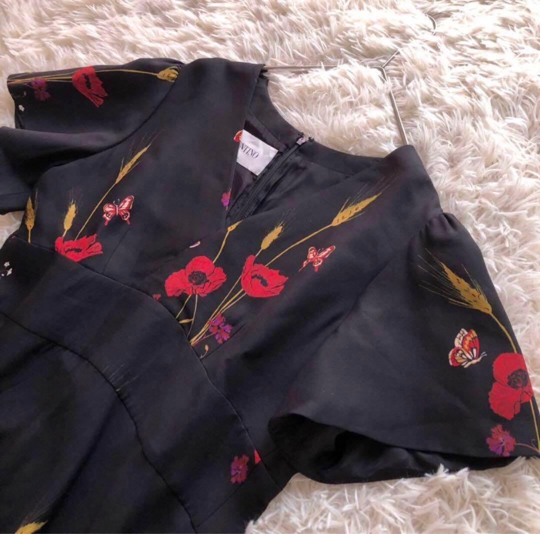 希少サイズ✨ヴァレンティノ【48】シルク混ミニドレス和柄ワンピース定価12.8万