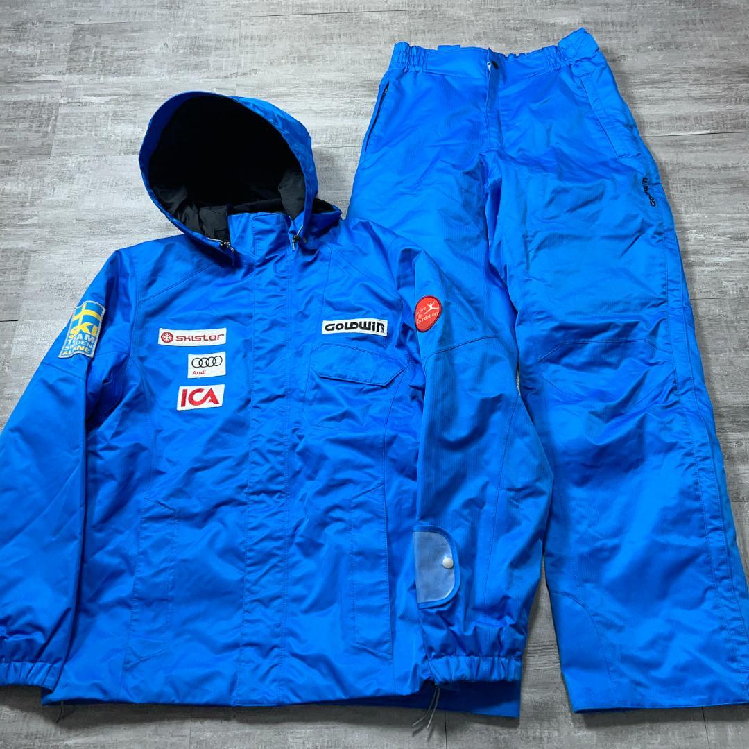 スウェーデン代表モデル★ GOLDWIN サイドフルオープン スキーウェア 青