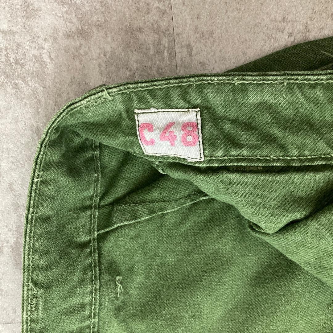 70s スウェーデン軍 実物 ユーティリティパンツ カーキ Size C48