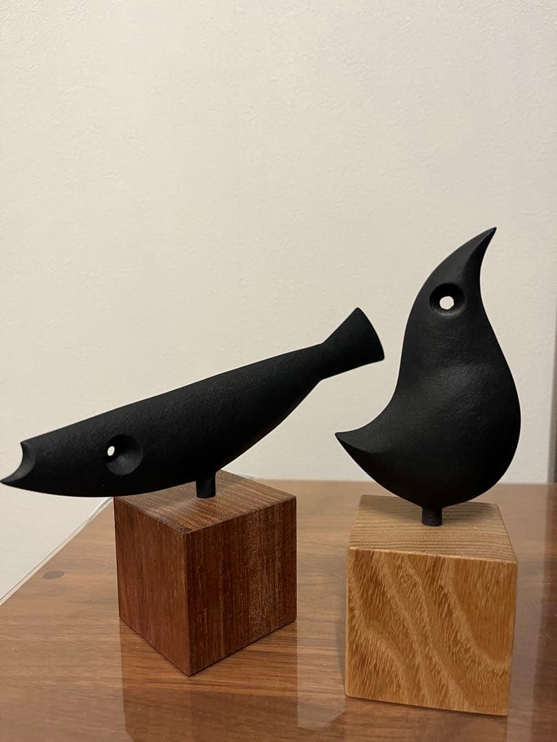 ■釜定 南部鉄器★オーナメント2点セット★魚と鳥★オブジェ★宮伸穂