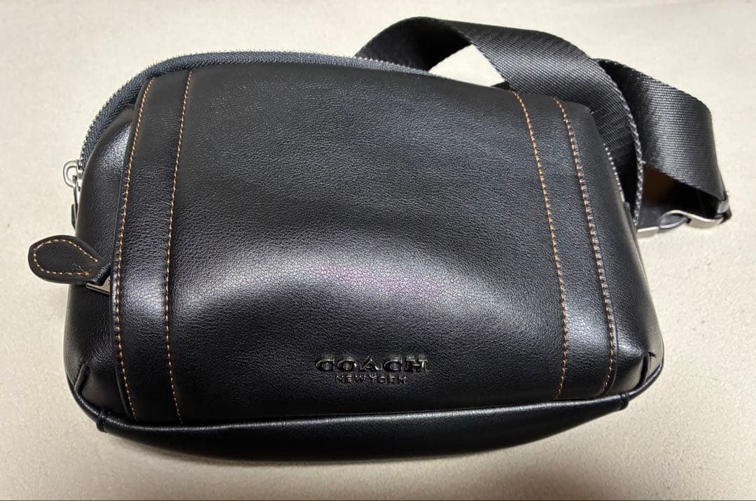 新年特割COACH ブラック レザー ショルダーバッグ　ヘタリなし