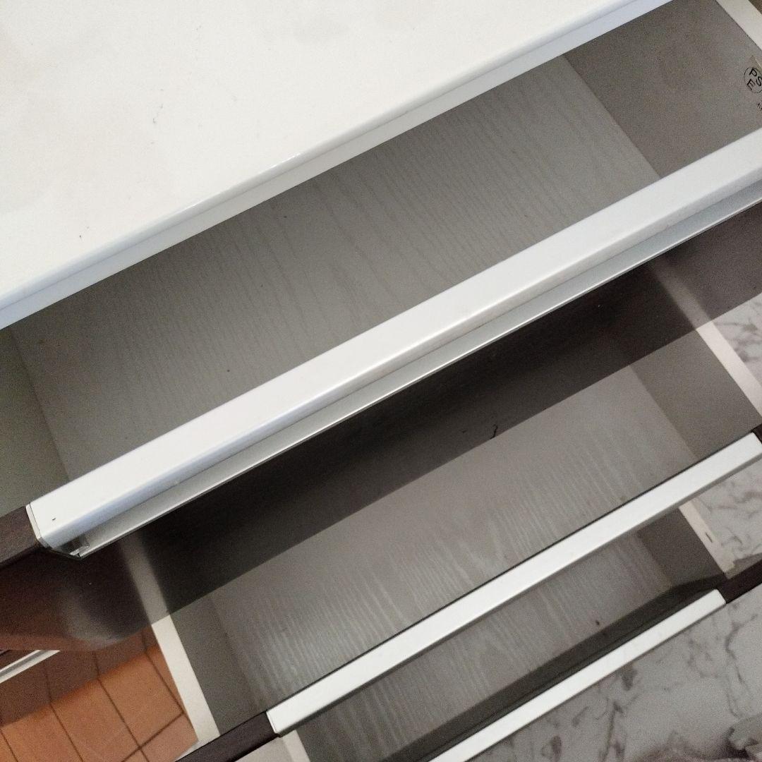 引き出し式食器棚 ホワイト ダークブラウン