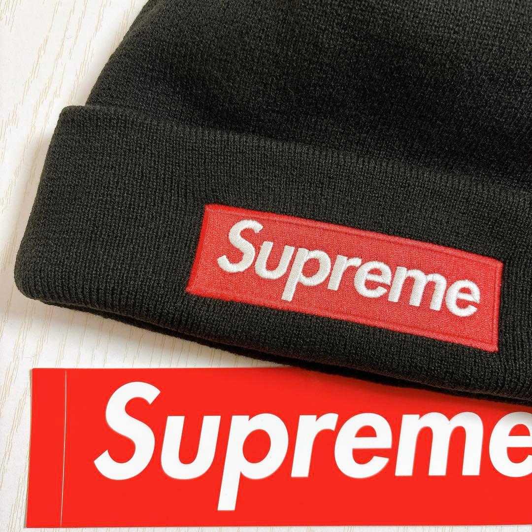 Supreme NEW ERA ニット帽　ビーニー　BOXロゴ　ブラック　黒　赤
