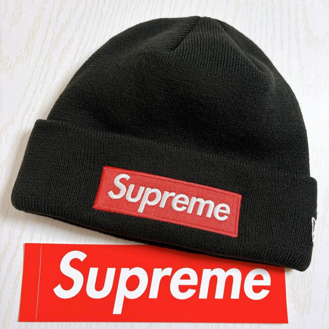 Supreme NEW ERA ニット帽　ビーニー　BOXロゴ　ブラック　黒　赤