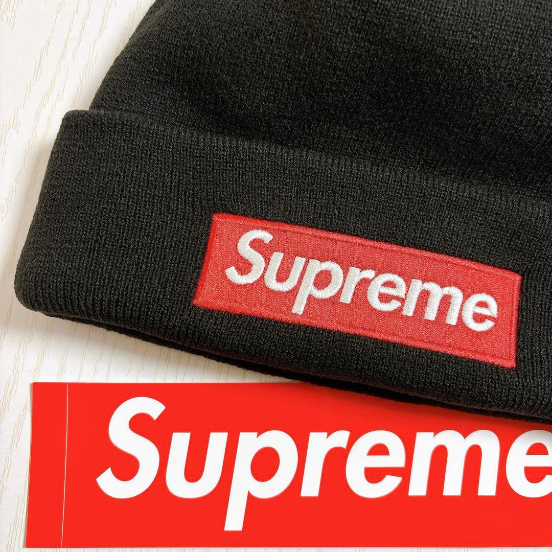 Supreme NEW ERA ニット帽　ビーニー　BOXロゴ　ブラック　黒　赤