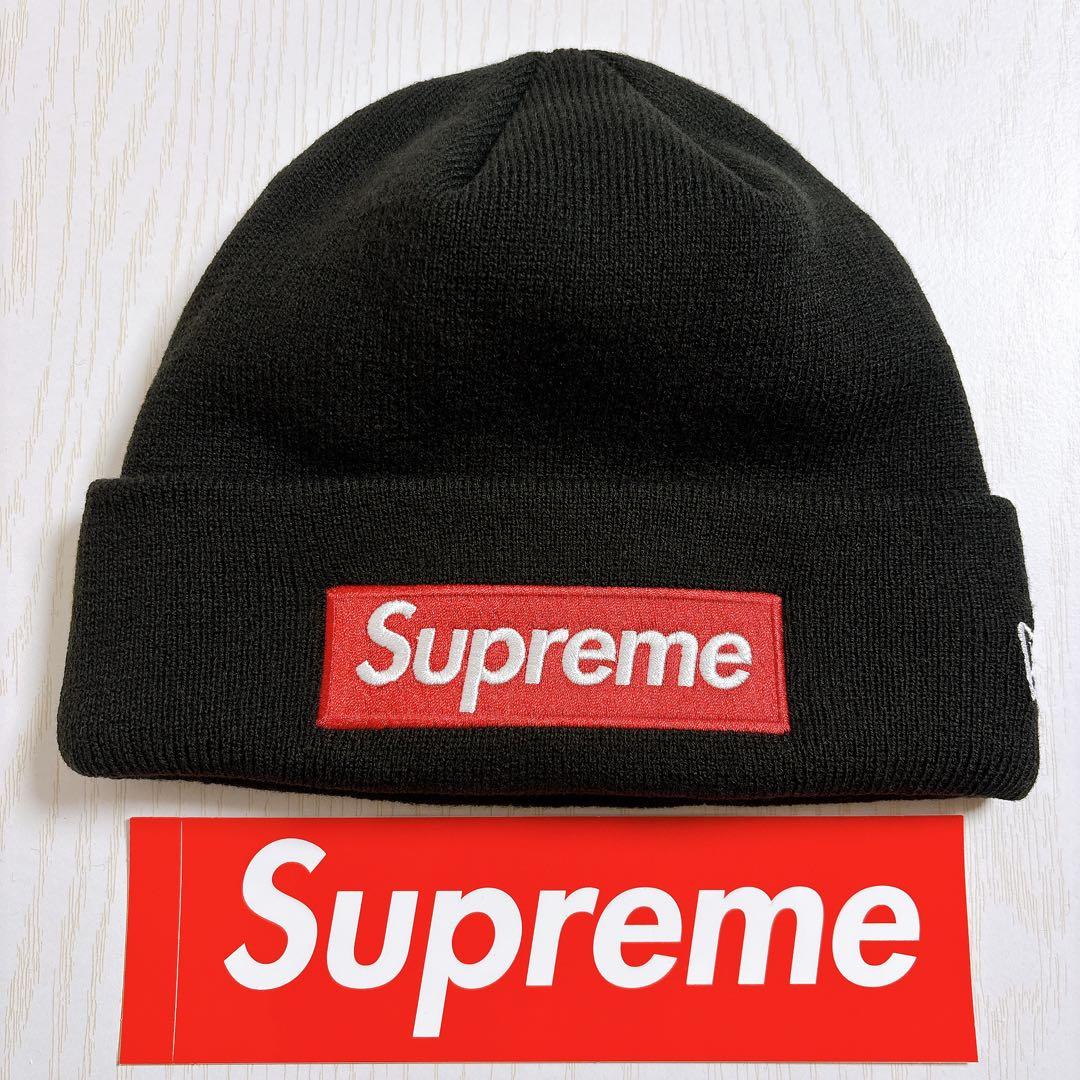 Supreme NEW ERA ニット帽　ビーニー　BOXロゴ　ブラック　黒　赤