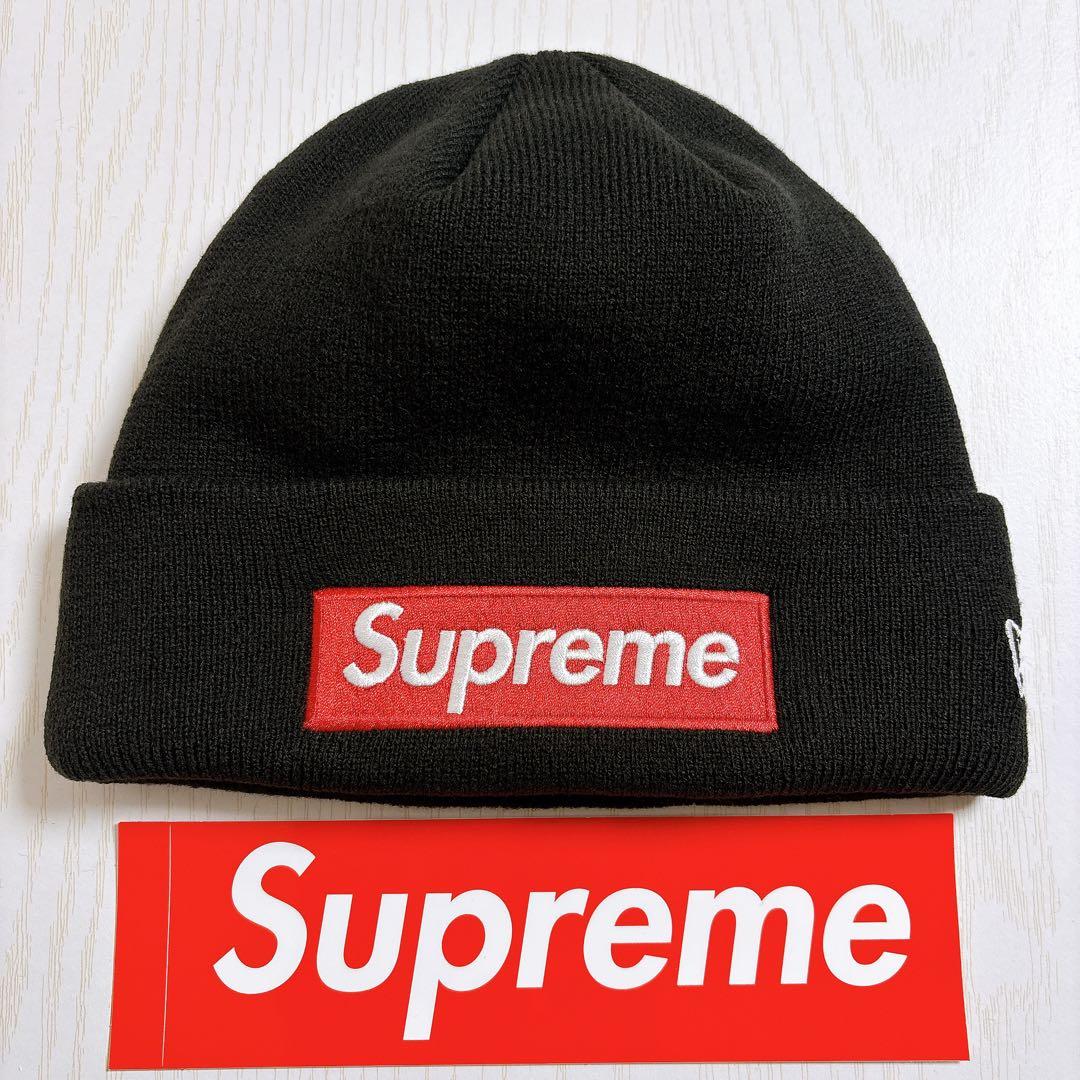 Supreme NEW ERA ニット帽　ビーニー　BOXロゴ　ブラック　黒　赤