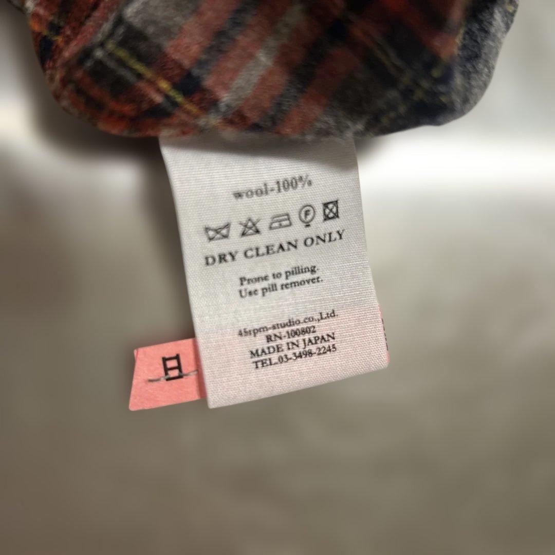 45rpm赤とグレーのチェック柄テーラードジャケットサイズ2