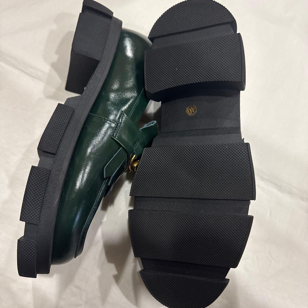 MANA グリーン フリンジローファー