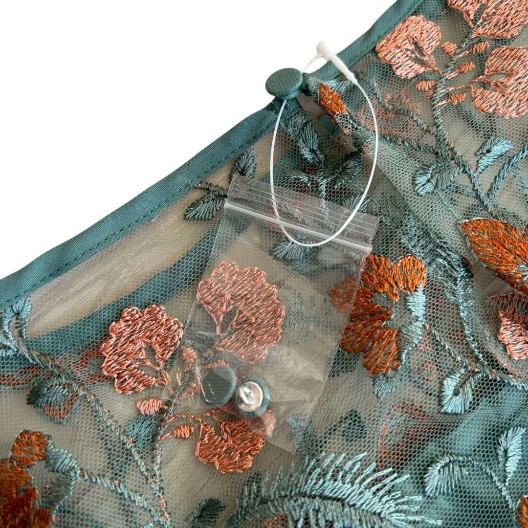 Kastane オケージョン ドレス 結婚式 ワンピース　グリーン　花柄　M