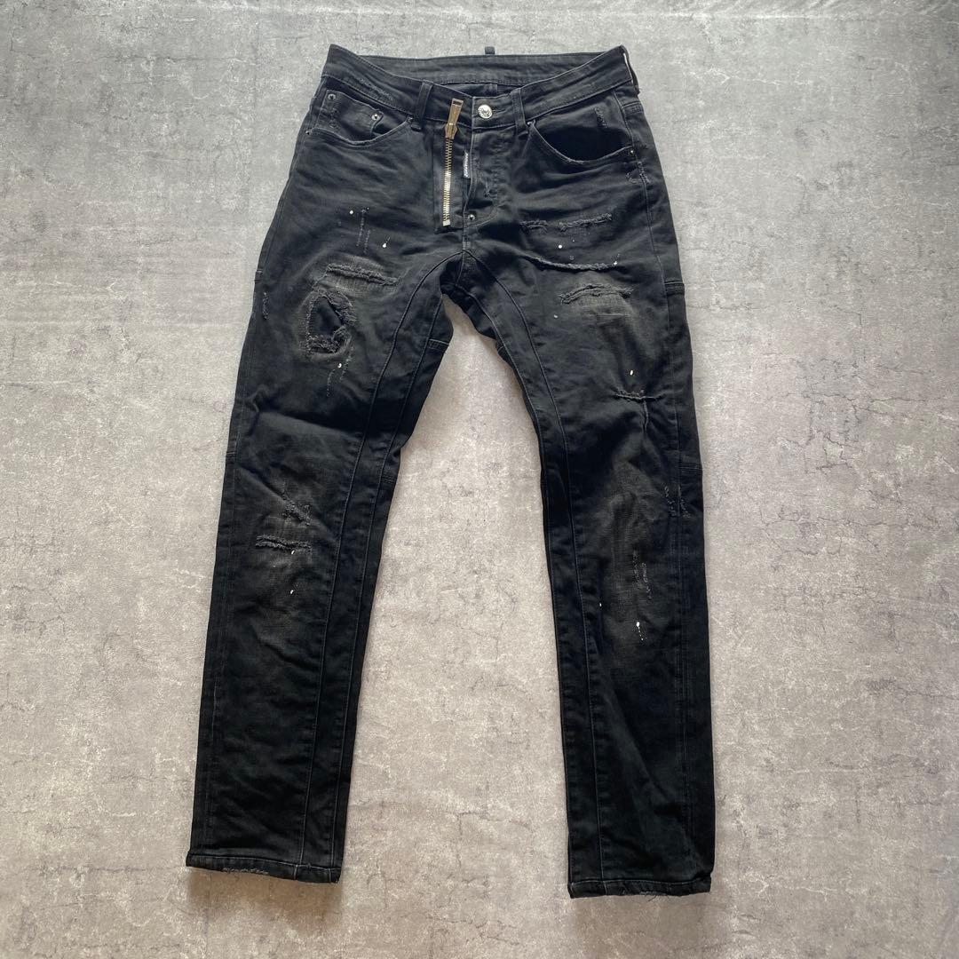 DSQUARED2 ブラックデニム　ダメージペイント　グランジ　W31 ジーンズ