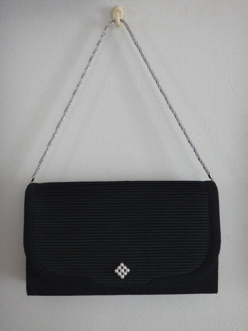 ★MIKIMOTO ミキモト パールフォーマル チェーンクラッチバッグ 黒★