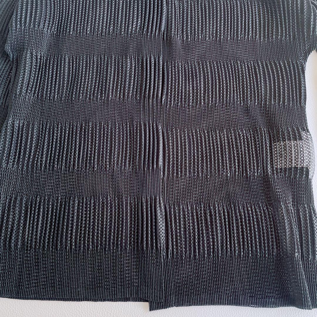 美品✨プリーツプリーズ　カーディガン　黒　透かし　メッシュ　シャツ　サイズ3