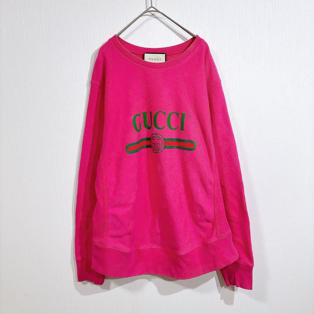 GUCCI グッチ インターロッキング　ヴィンテージ　ロゴプリント ユーズド加工