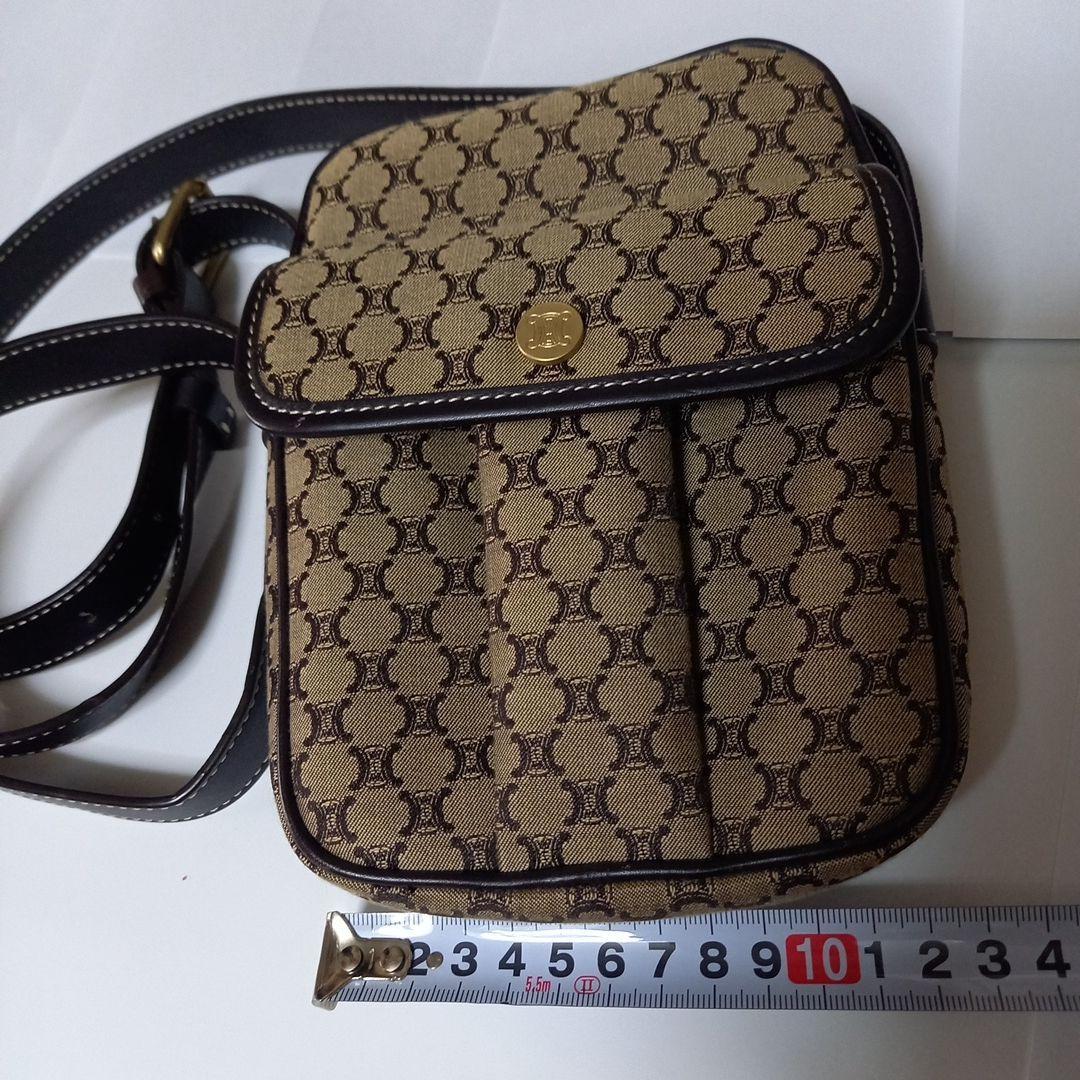 CELINE ベージュキャンバスショルダーバッグ