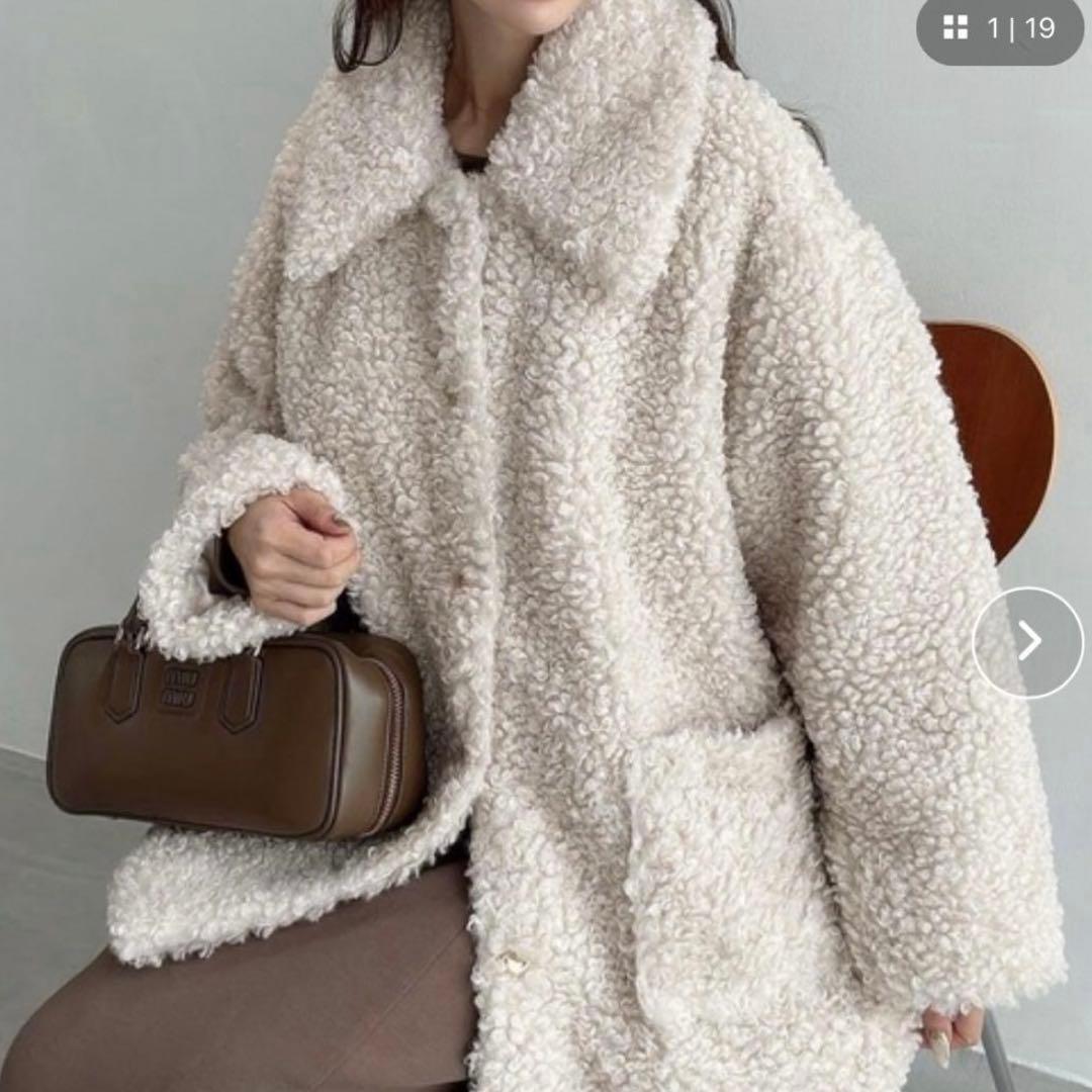 Meiru プードルファーステンカラーミドルコート