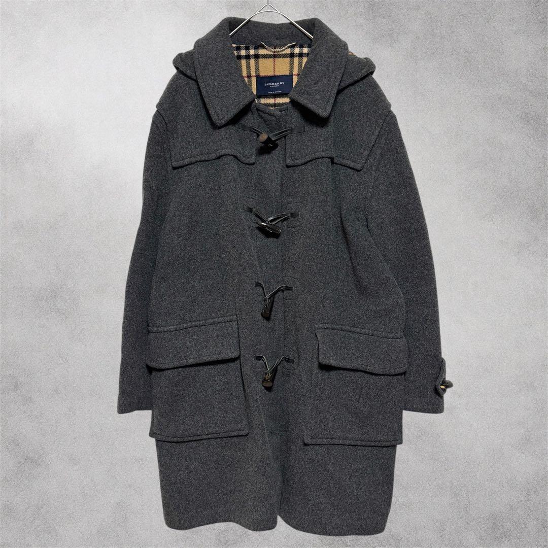 英国製 バーバリーロンドン ダッフルコート 50 L グレー ノバチェック