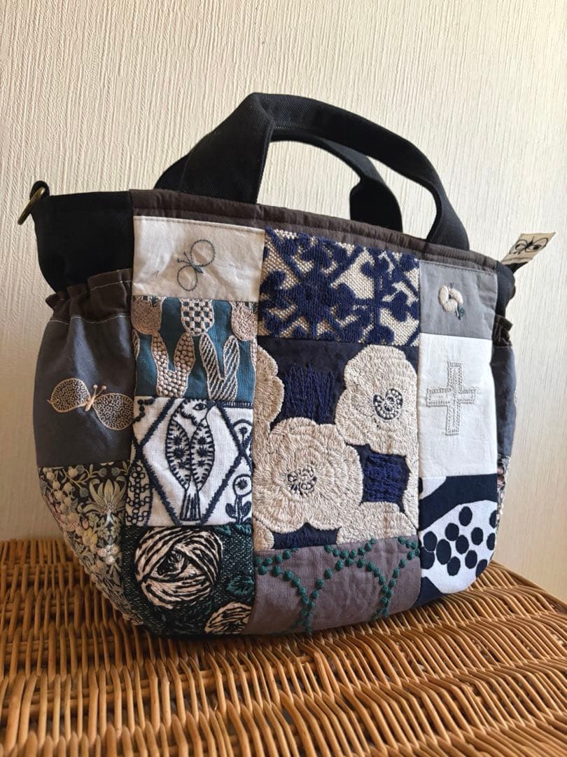 ミナペルホネン＊パッチギャザポケファスナートートL✂️ハンドメイド