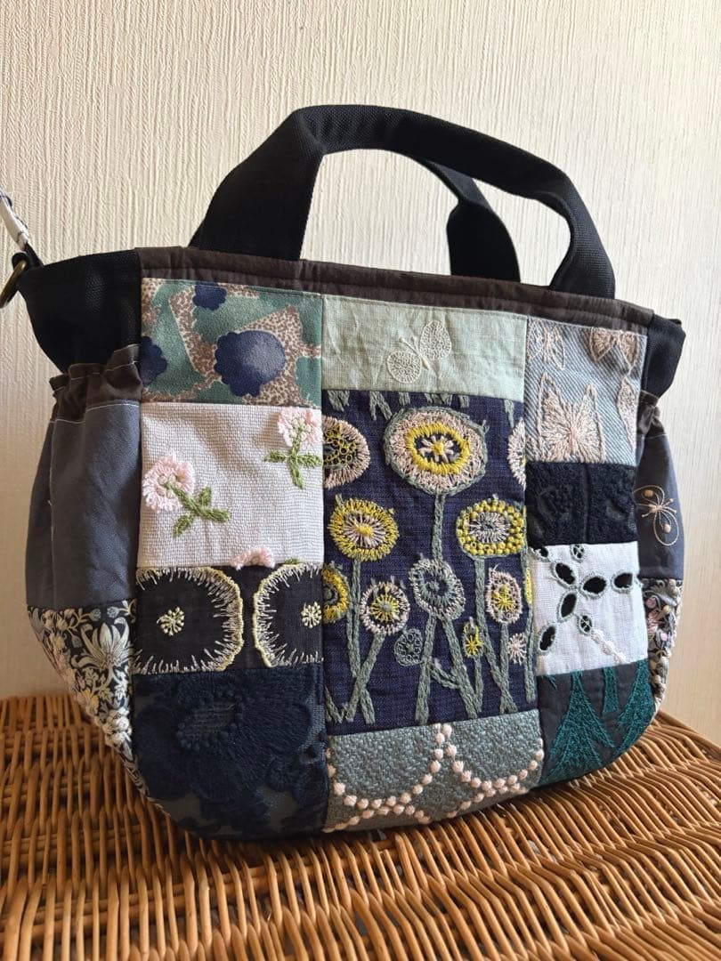 ミナペルホネン＊パッチギャザポケファスナートートL✂️ハンドメイド