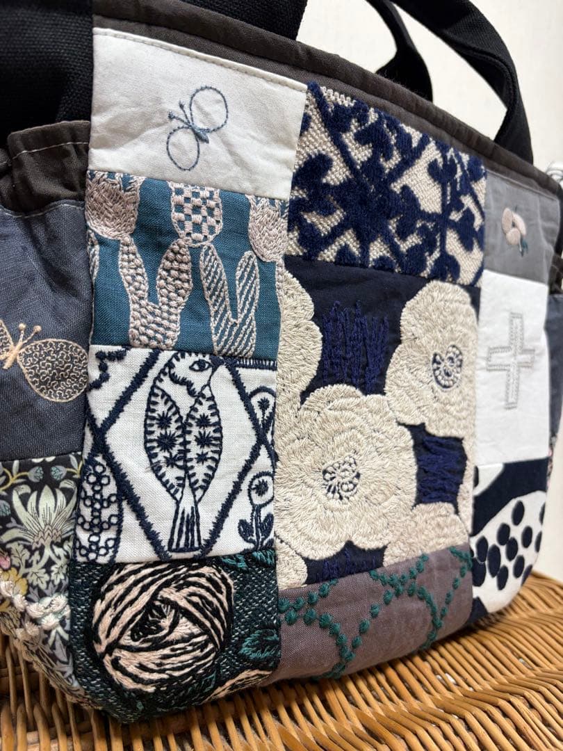 ミナペルホネン＊パッチギャザポケファスナートートL✂️ハンドメイド