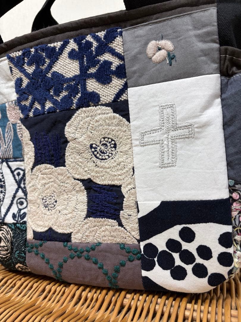 ミナペルホネン＊パッチギャザポケファスナートートL✂️ハンドメイド