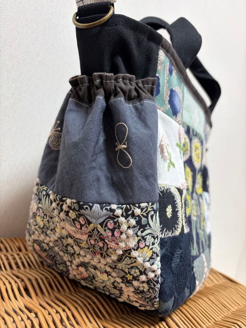 ミナペルホネン＊パッチギャザポケファスナートートL✂️ハンドメイド