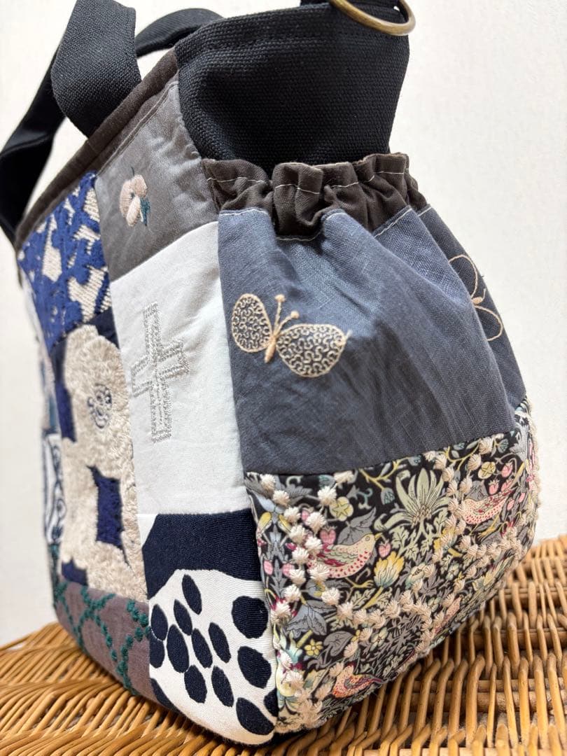 ミナペルホネン＊パッチギャザポケファスナートートL✂️ハンドメイド