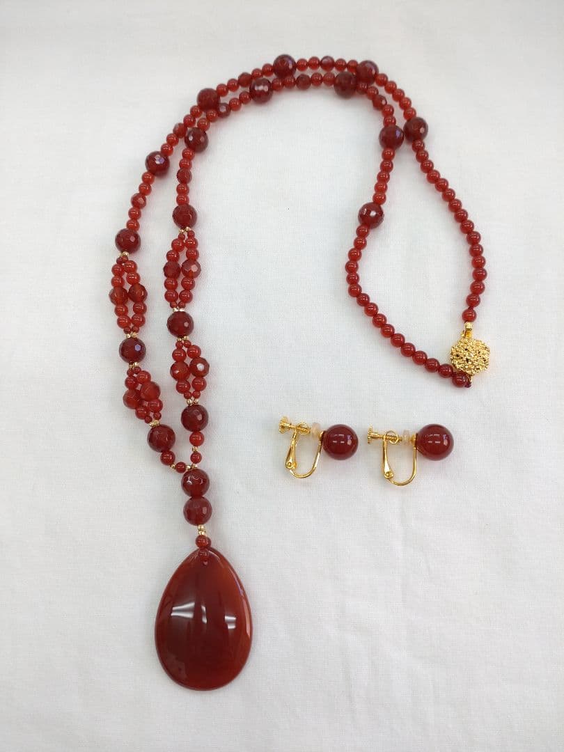 ま*い様 赤メノウ ネックレス イヤリング