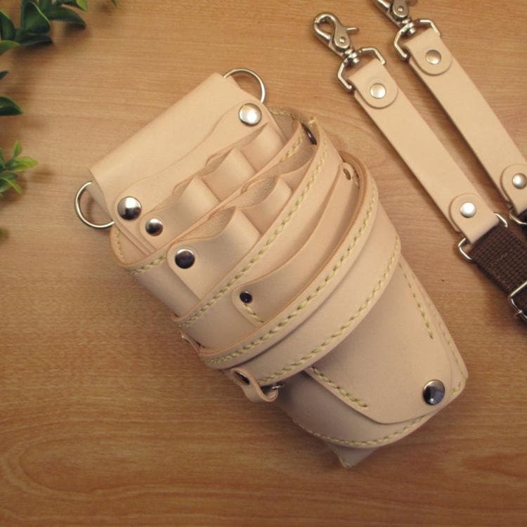 ☆特別価格☆　ヌメ革ナチュラル　６丁差し　 シザーケース　SCY-158/NA4