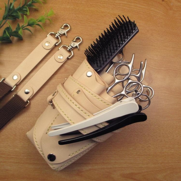 ☆特別価格☆　ヌメ革ナチュラル　６丁差し　 シザーケース　SCY-158/NA4