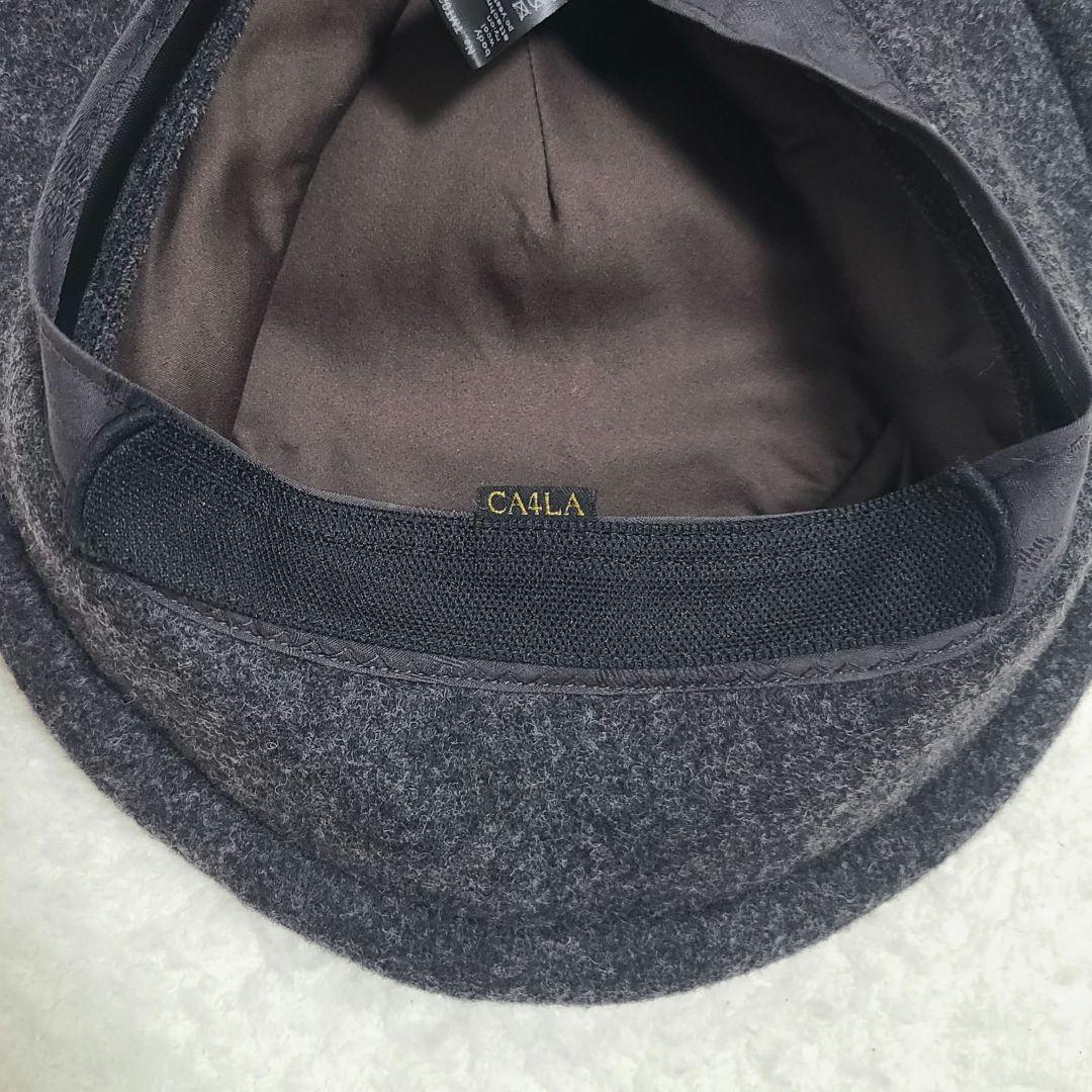 美品✨ CA4LA ウールハット リボン付き ダークグレー 秋冬素材