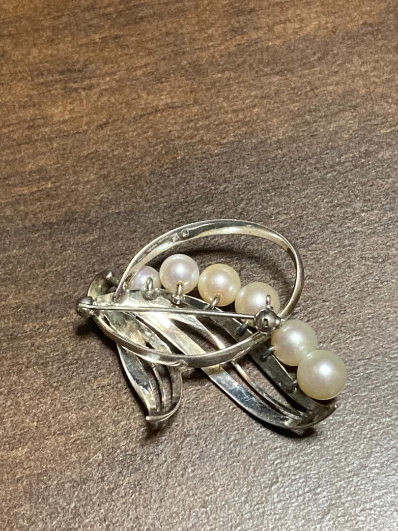 美品 ミキモト アコヤ真珠 パール ブローチ シルバー 6粒 6珠