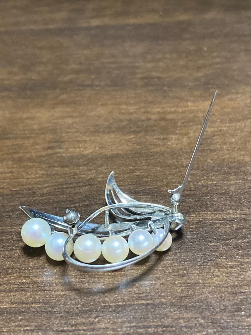 美品 ミキモト アコヤ真珠 パール ブローチ シルバー 6粒 6珠