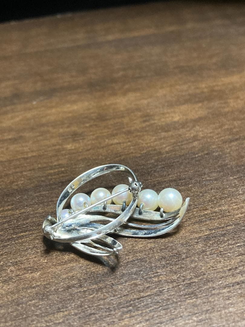 美品 ミキモト アコヤ真珠 パール ブローチ シルバー 6粒 6珠
