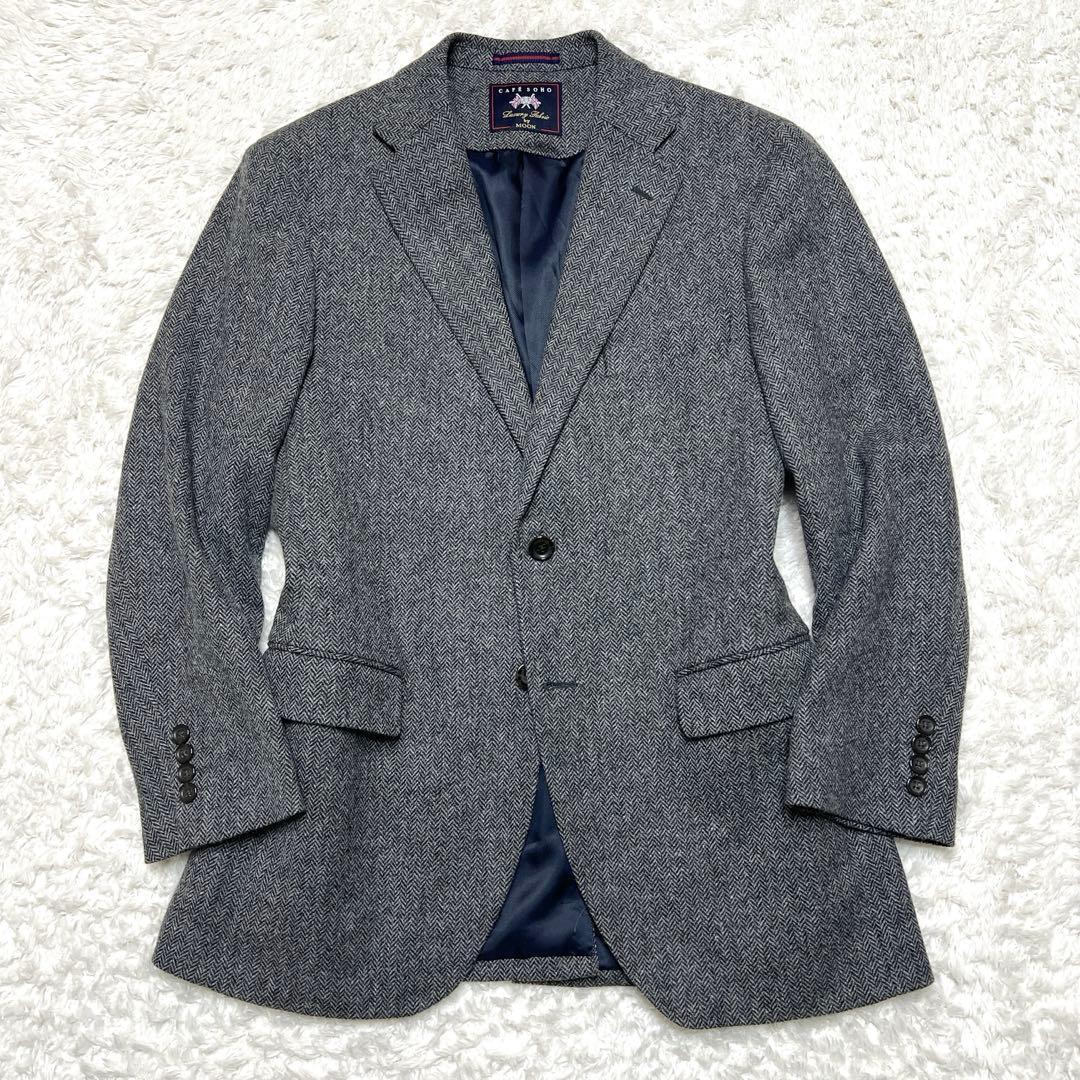 【美品】英国MOON社製 ラムウール カフェソーホー ヘリンボーン テーラード