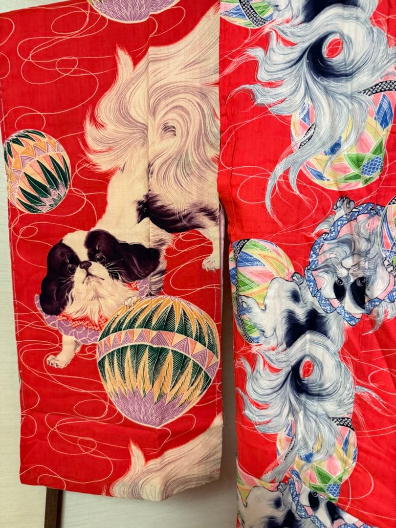 アンティーク長襦袢 狆