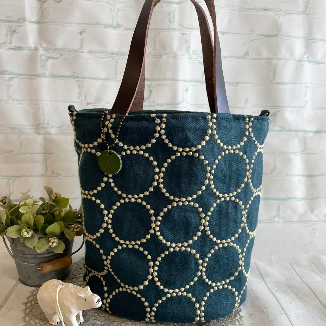 ハンドメイド　バケツトートバッグ　ミナペルホネン tambourine　419