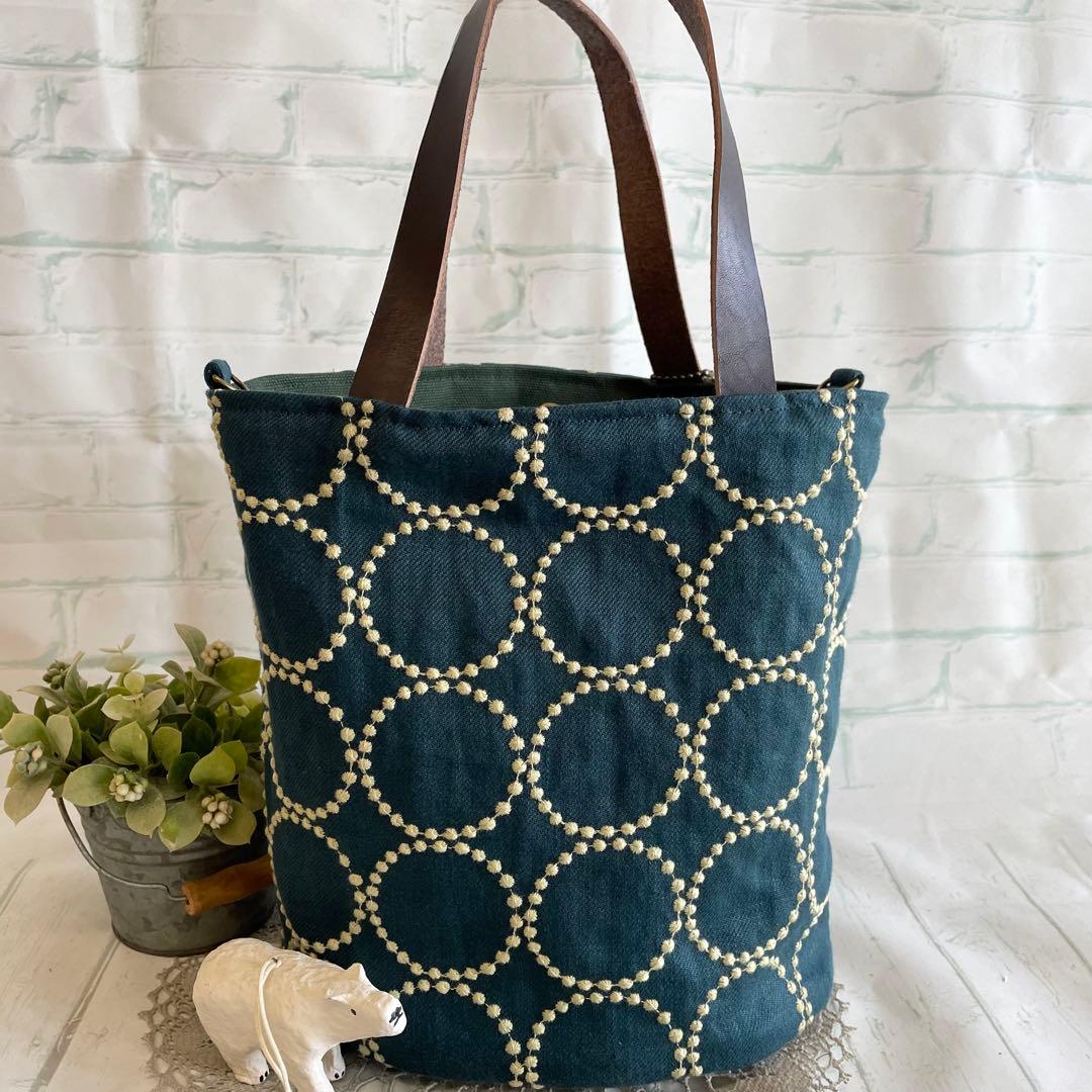 ハンドメイド　バケツトートバッグ　ミナペルホネン tambourine　419