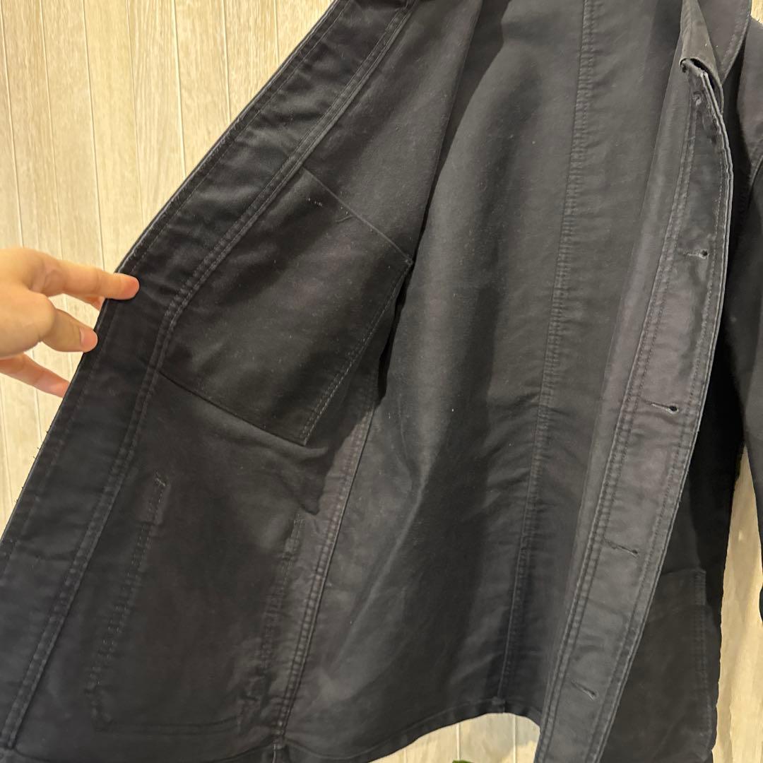 【最終価格】50s フレンチワーク　ブラックモールスキンジャケット　Sサイズ相当