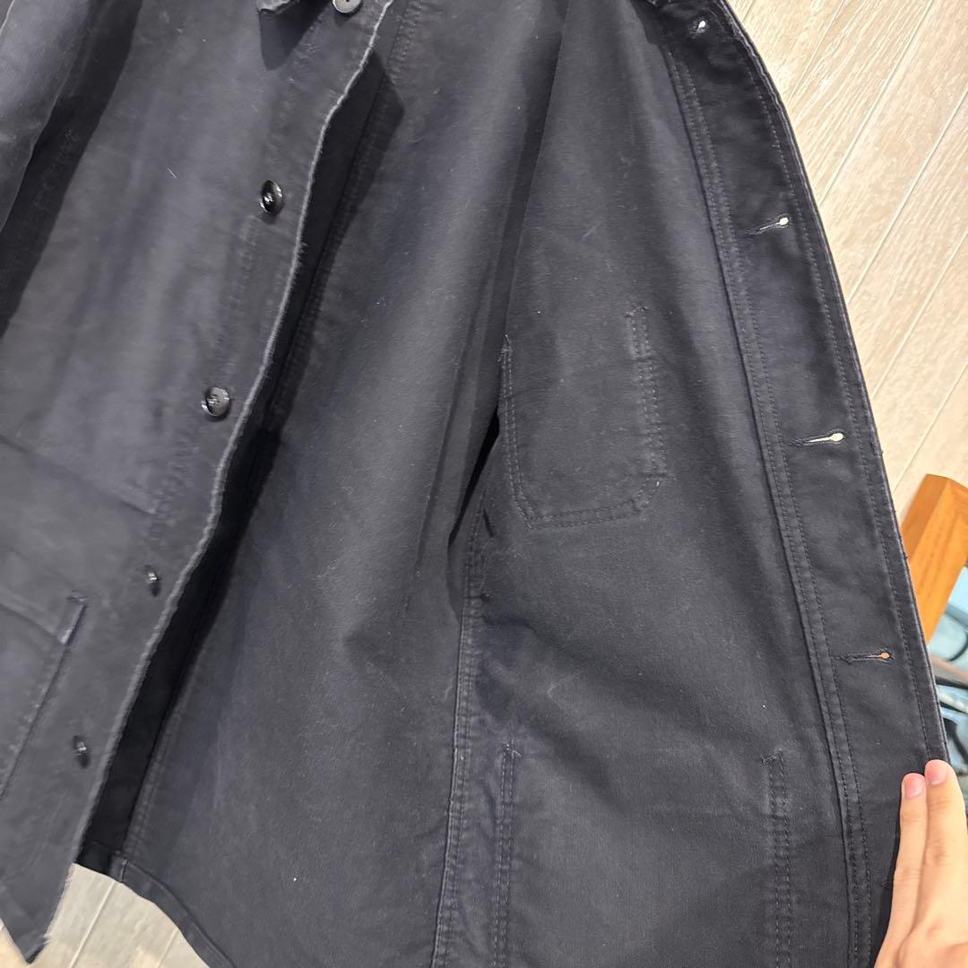 【最終価格】50s フレンチワーク　ブラックモールスキンジャケット　Sサイズ相当