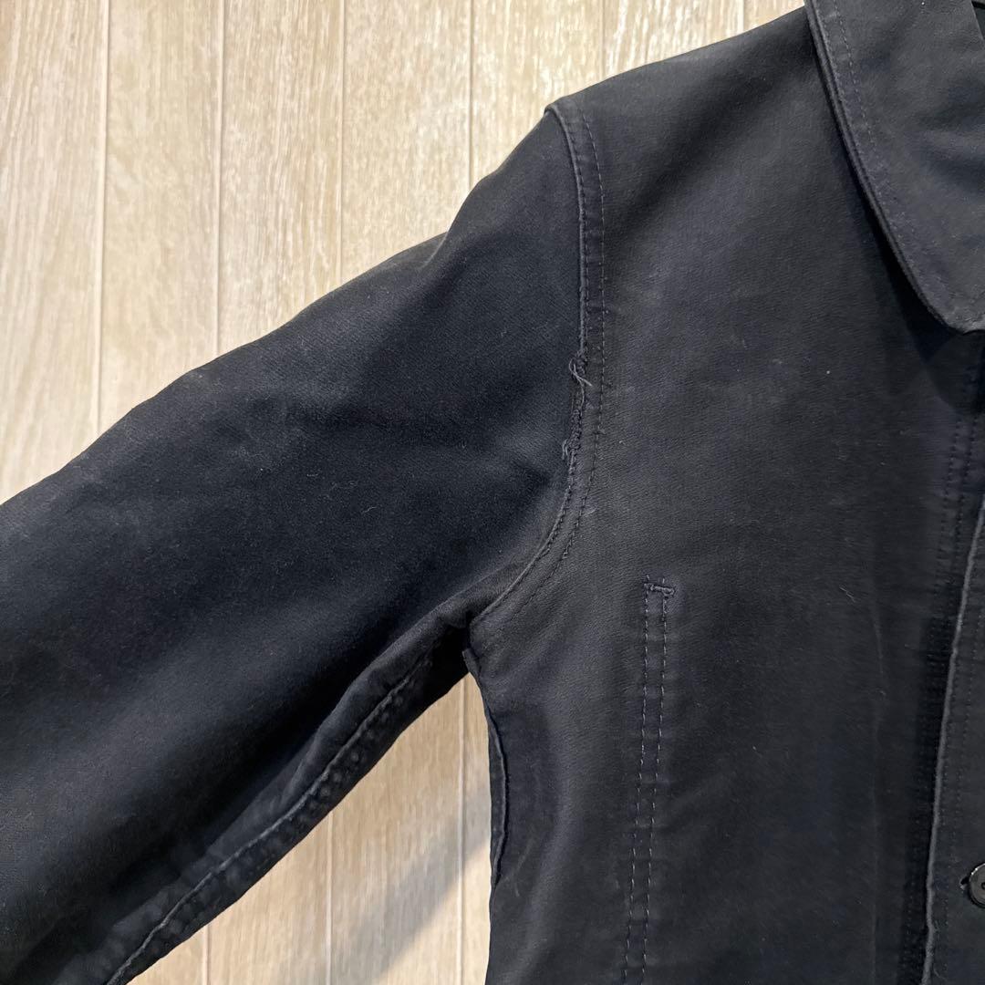 【最終価格】50s フレンチワーク　ブラックモールスキンジャケット　Sサイズ相当
